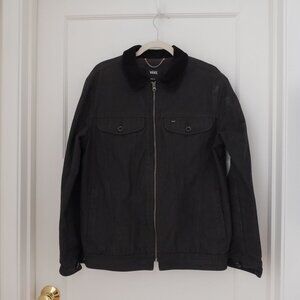 Vans Black Zip-Up Jacket with Corduroy Collar – Men’s Medium